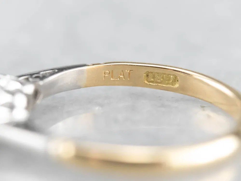 Retro Era Two Tone Diamond Engagement Ring