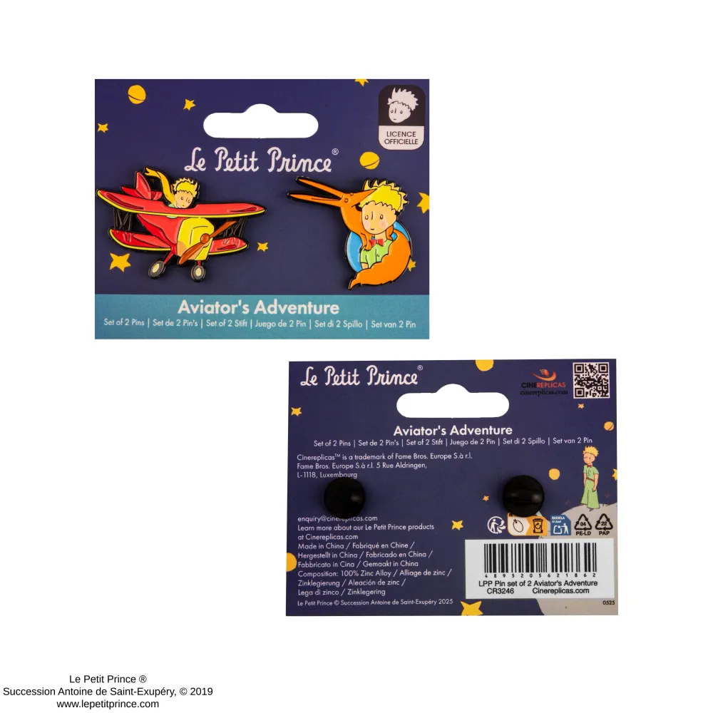 Set 2 Aviator's Adventure Pins met stofkap