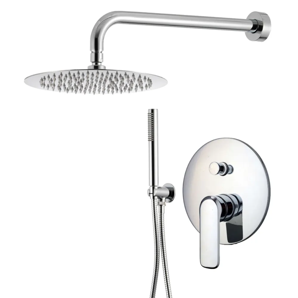 Shower kit two-way built- and 200mm round chrome-plated messing showerhead Hopper