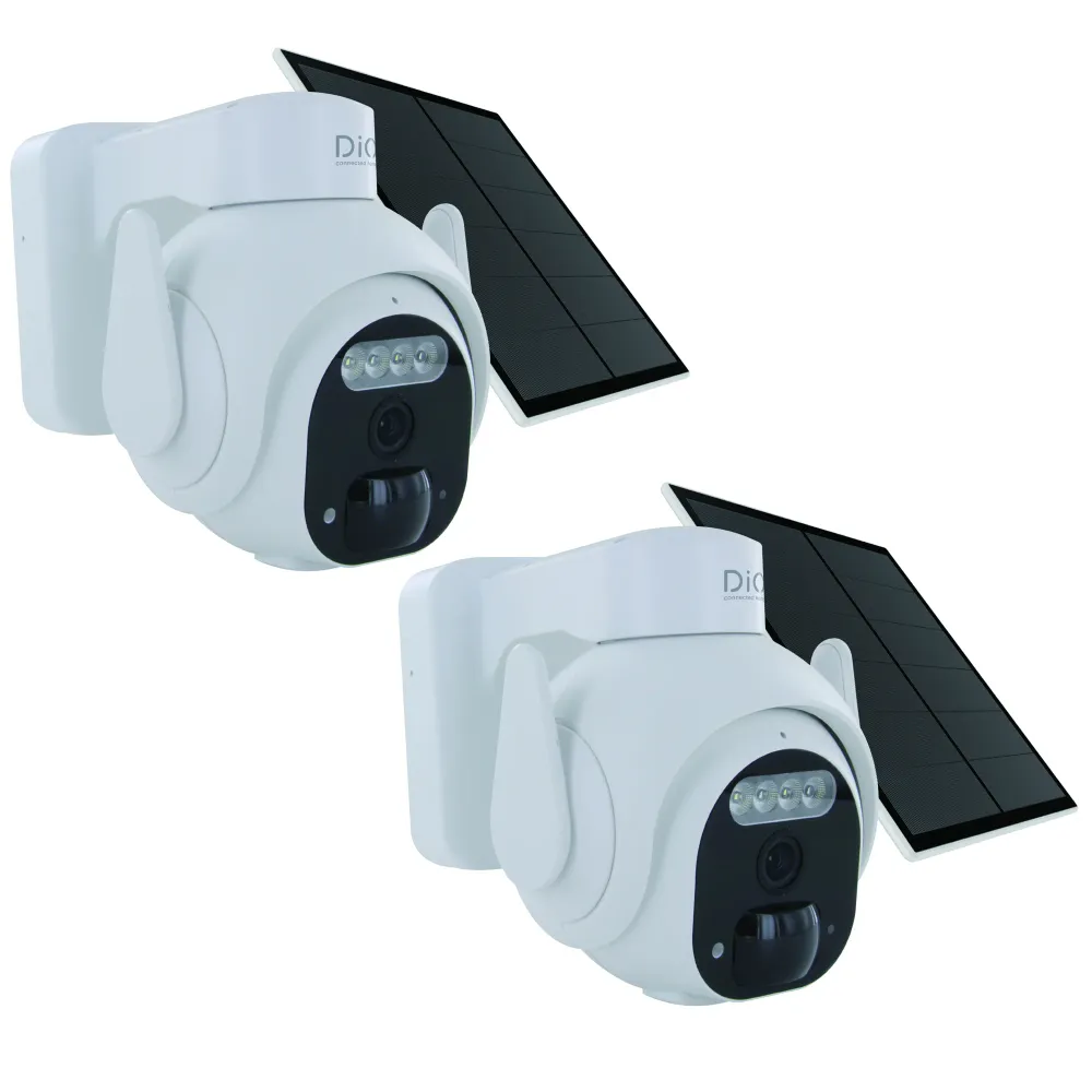2 x Snoerloos motorized outdoor WiFi dome camera solar panel