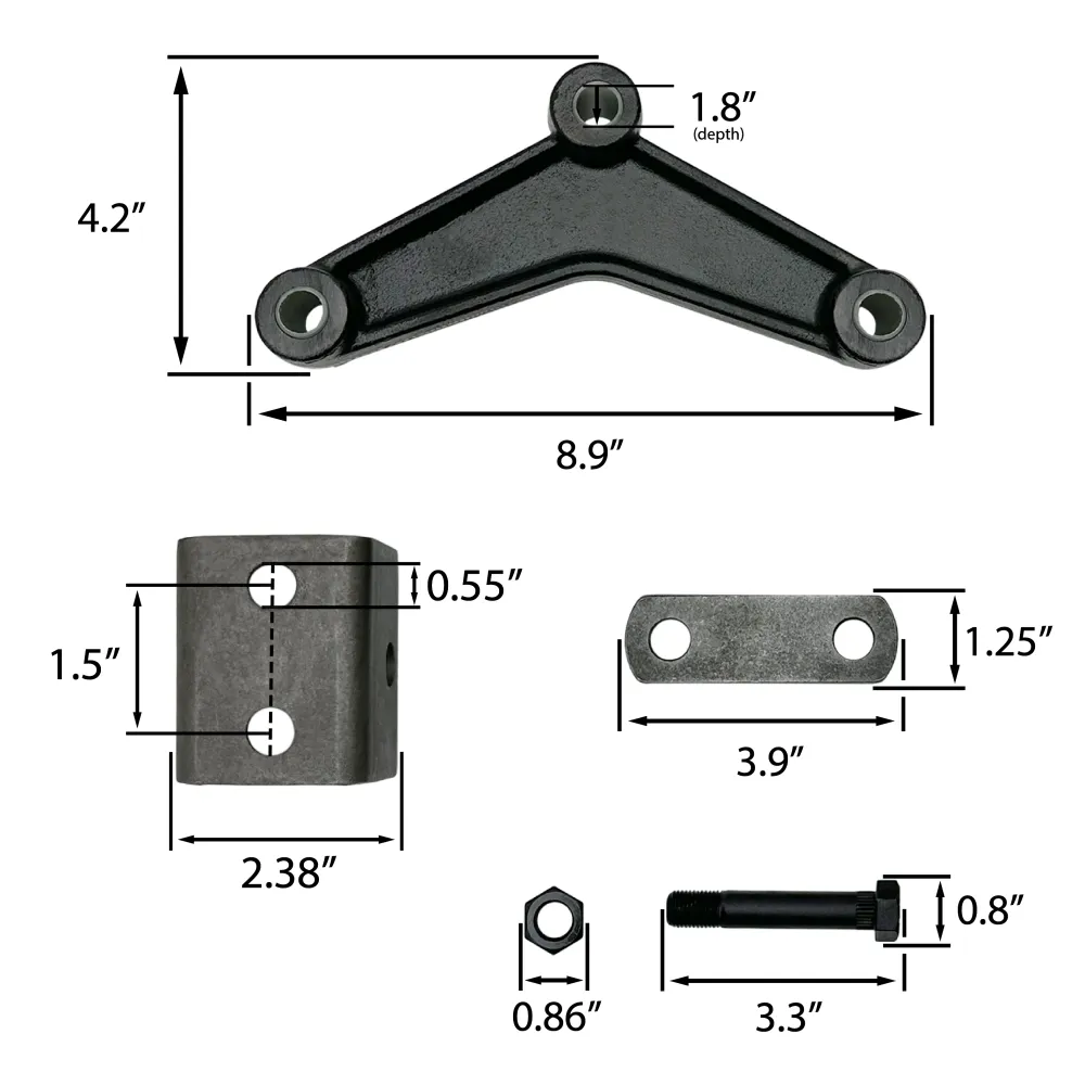 Tandem Axle Trailer Tweevoudig Eye Leaf Spring Suspension Hanger Kit - 2,000-7,000 lbs