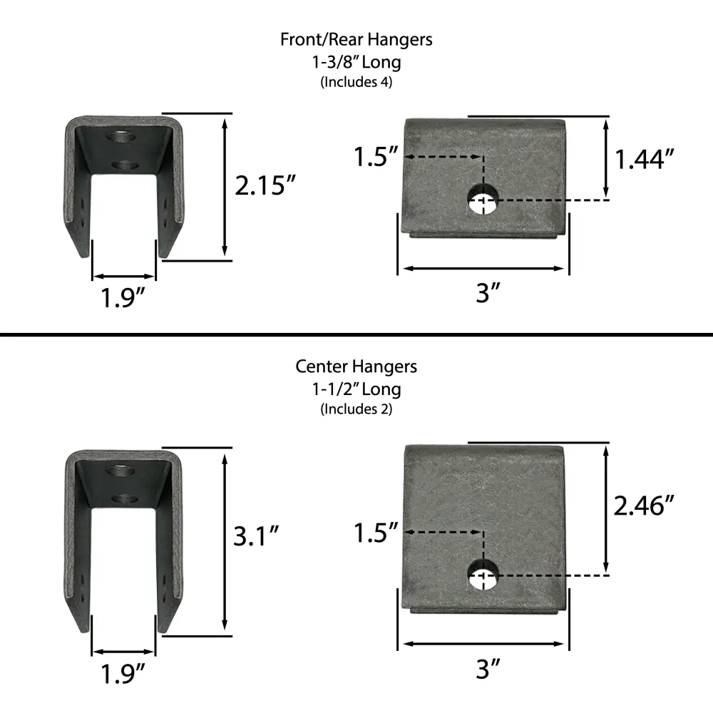 Tandem Axle Trailer Tweevoudig Eye Leaf Spring Suspension Hanger Kit - 2,000-7,000 lbs