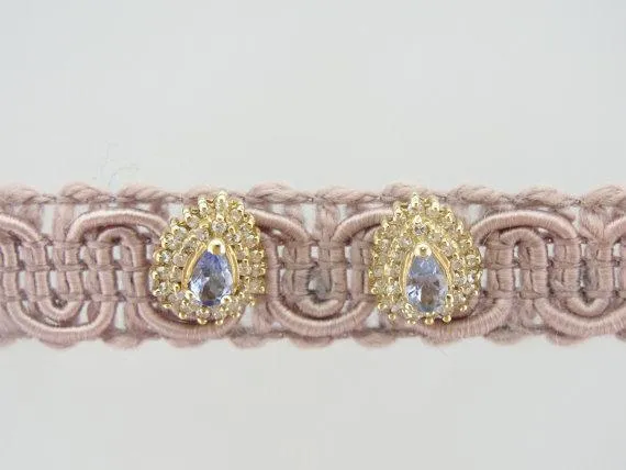 Tanzanite and Diamond Dubbel Halo Stud Earrings