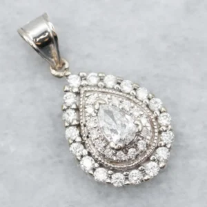 Teardrop Double Diamond Halo Pendant