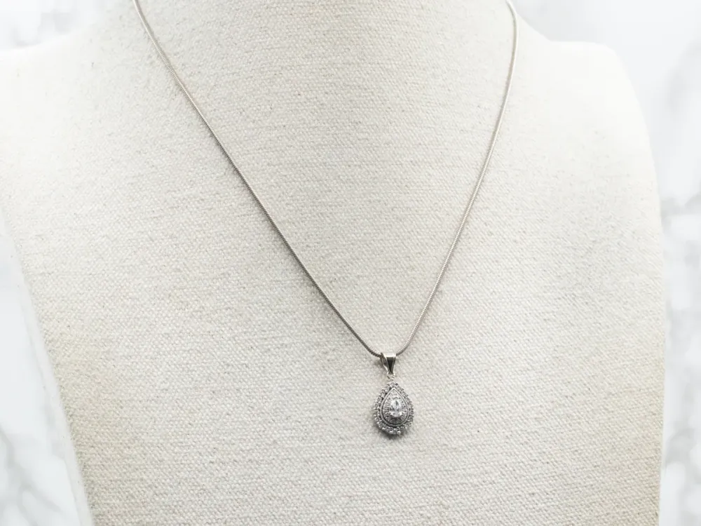 Teardrop Double Diamond Halo Pendant