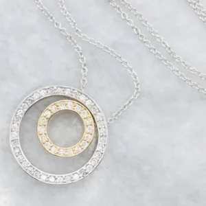 Tweeling Diamond Halo Pendant Necklace