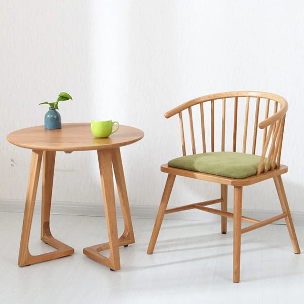 Tweevoudig Pedestal Oak Solid Wood Dinette Table Modern Style Dining Table 19