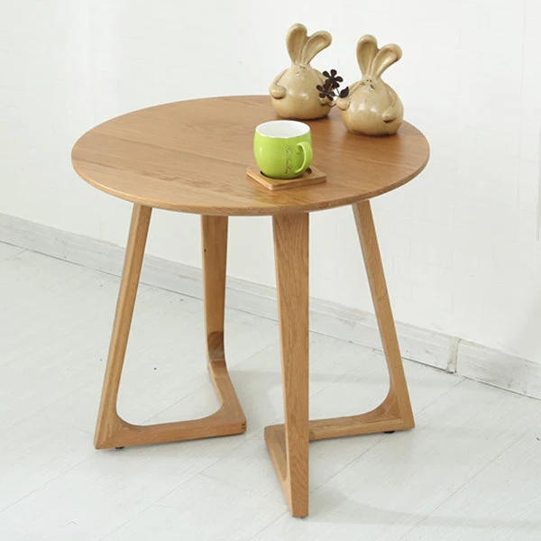 Tweevoudig Pedestal Oak Solid Wood Dinette Table Modern Style Dining Table 19