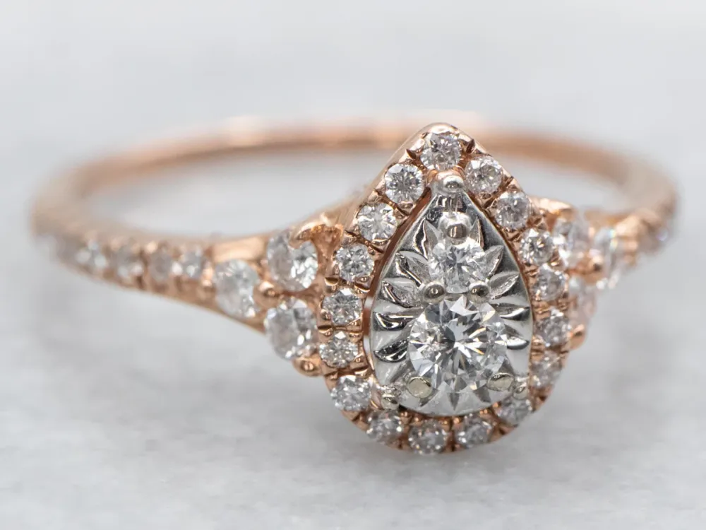 Two Tone Diamond Engagement Ring Diamond Halo zwarte poedercoating