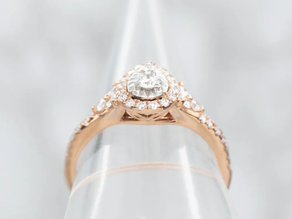 Two Tone Diamond Engagement Ring Diamond Halo zwarte poedercoating