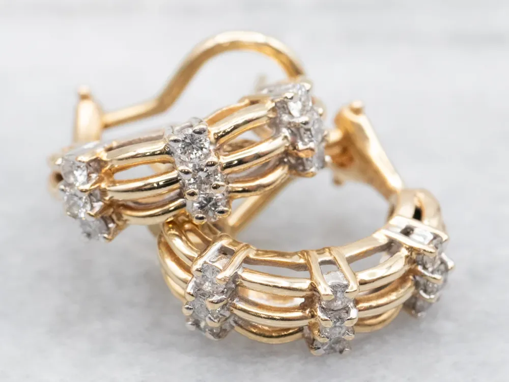 Two Tone Diamond Half Hoop Earrings met TÜV-goedkeuring
