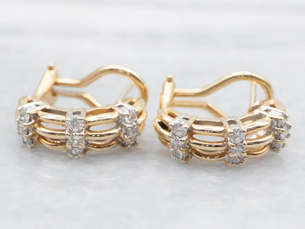Two Tone Diamond Half Hoop Earrings met TÜV-goedkeuring