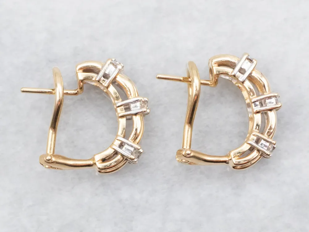 Two Tone Diamond Half Hoop Earrings met TÜV-goedkeuring