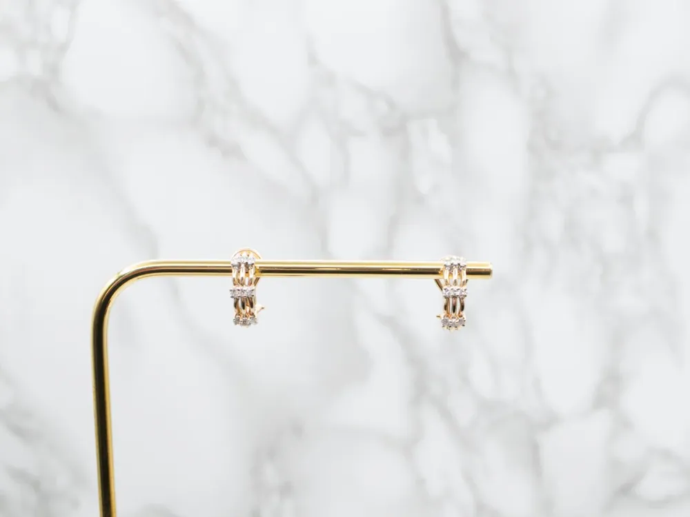 Two Tone Diamond Half Hoop Earrings met TÜV-goedkeuring
