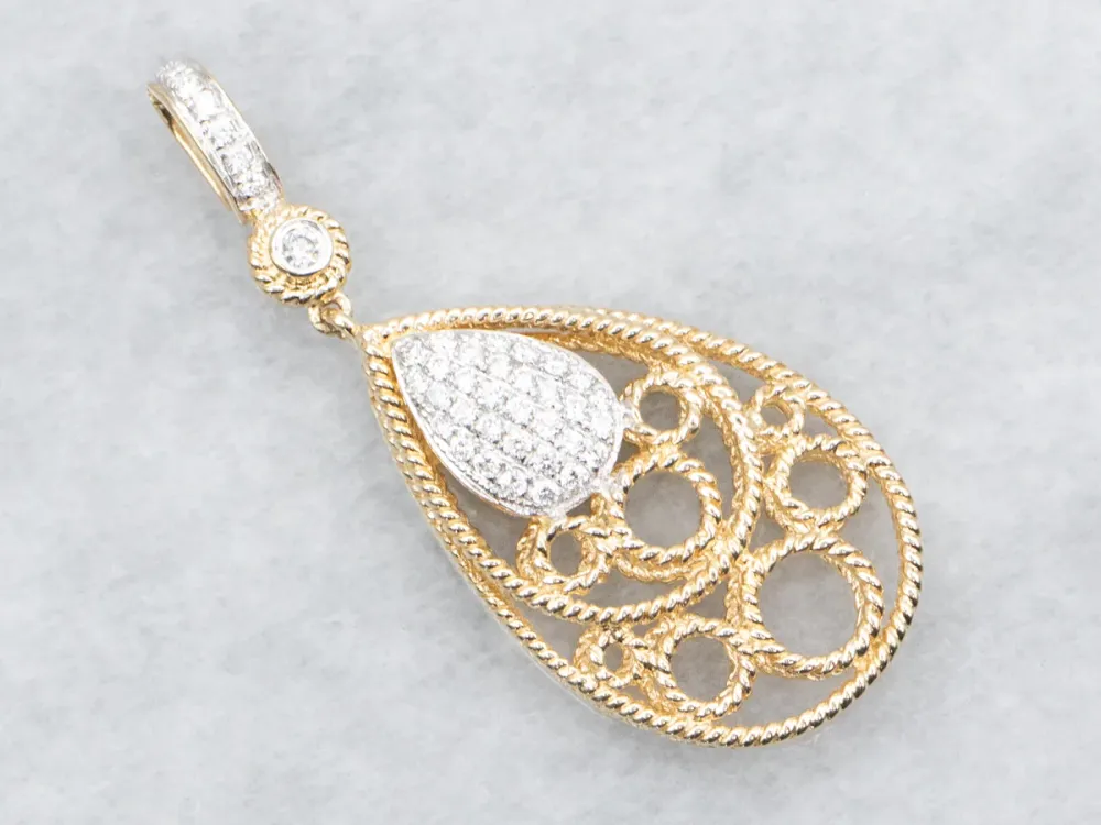 Two Tone Diamond Openwork Pendant met TÜV-goedkeuring