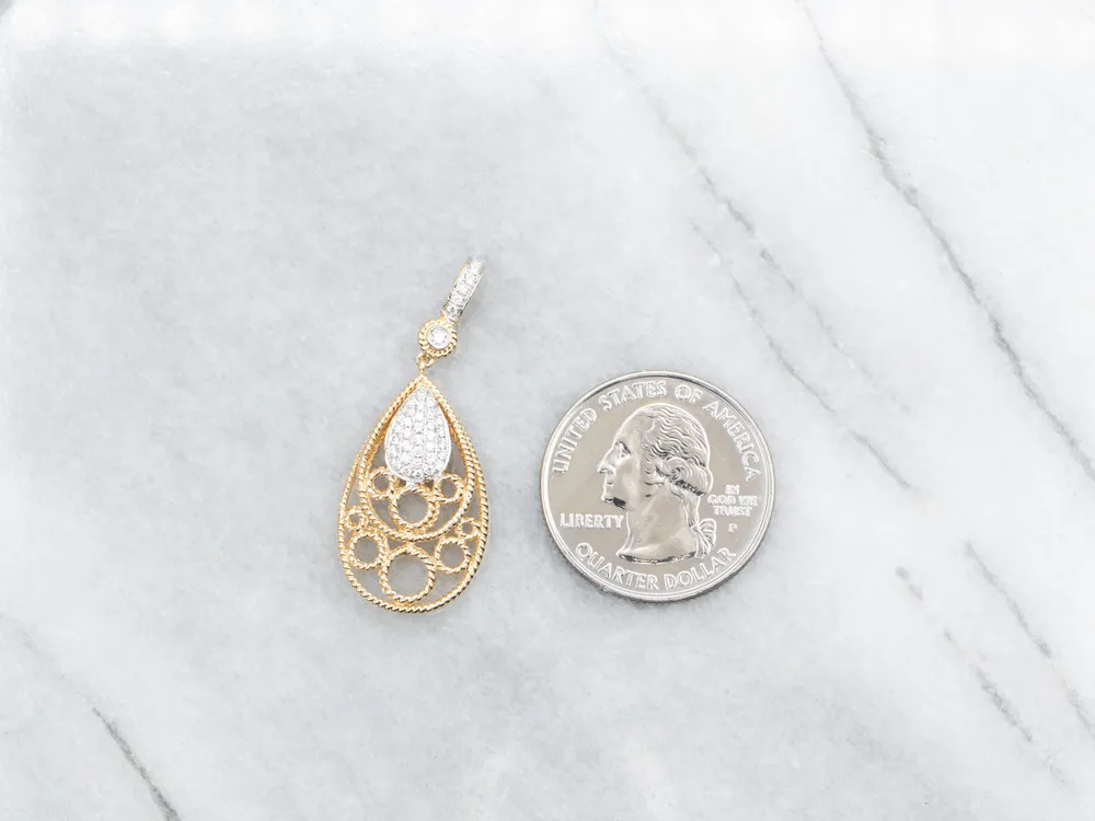 Two Tone Diamond Openwork Pendant met TÜV-goedkeuring