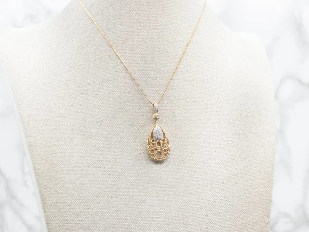 Two Tone Diamond Openwork Pendant met TÜV-goedkeuring