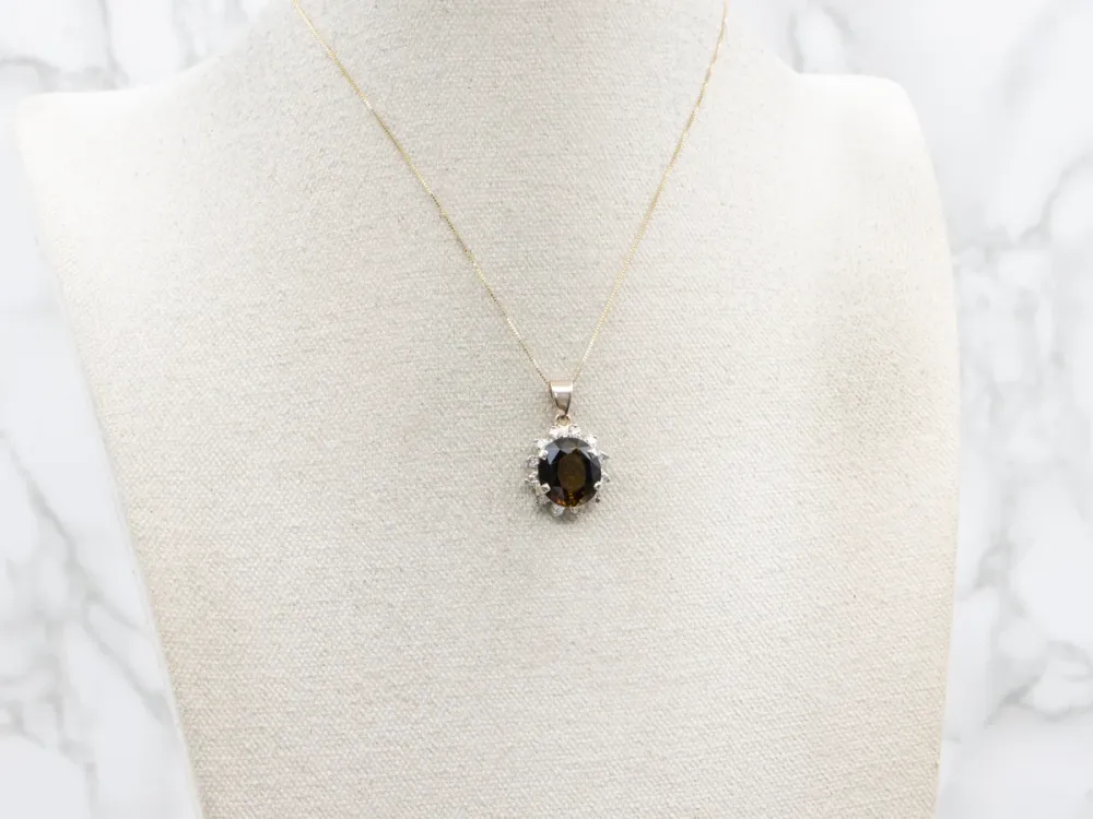 Two Tone Dravite Tourmaline and Diamond Halo Pendant met bovenste bevestiging