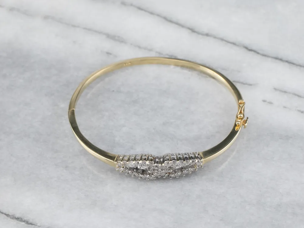 Two Tone God Diamond Bangle Bracelet - Directe Montage