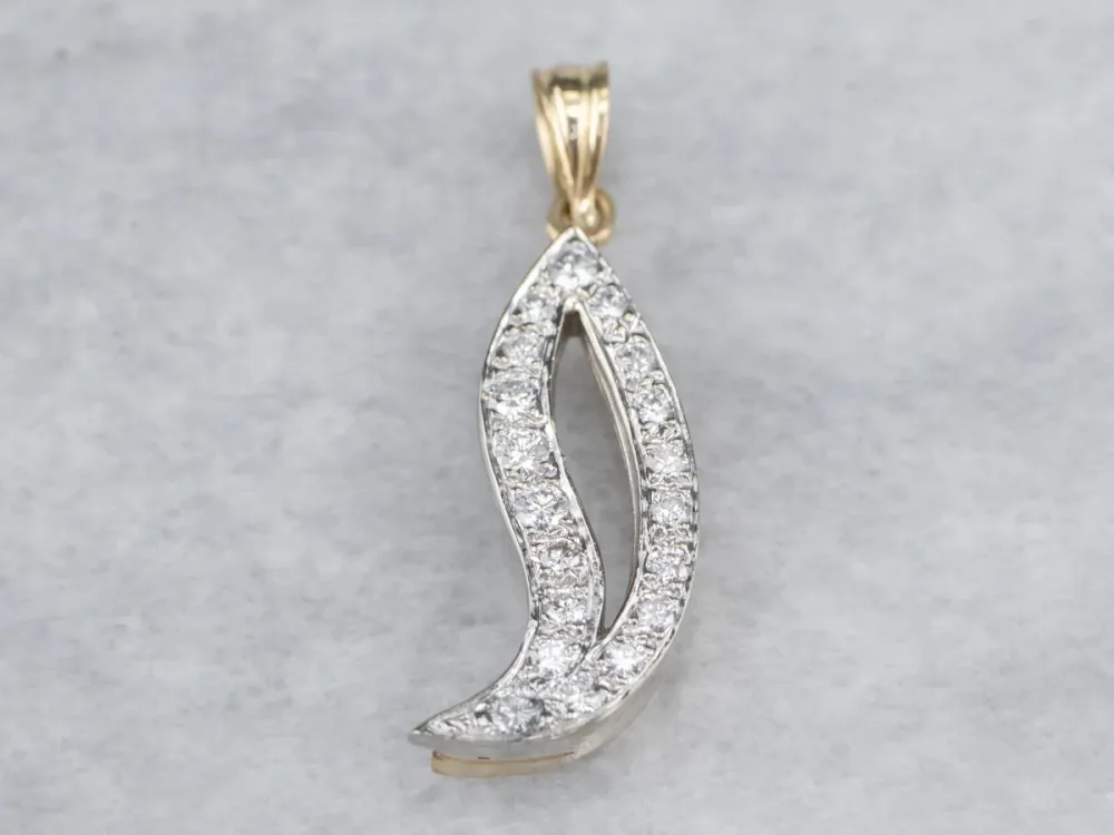 Two Tone Gold Modernist Diamond Pendant