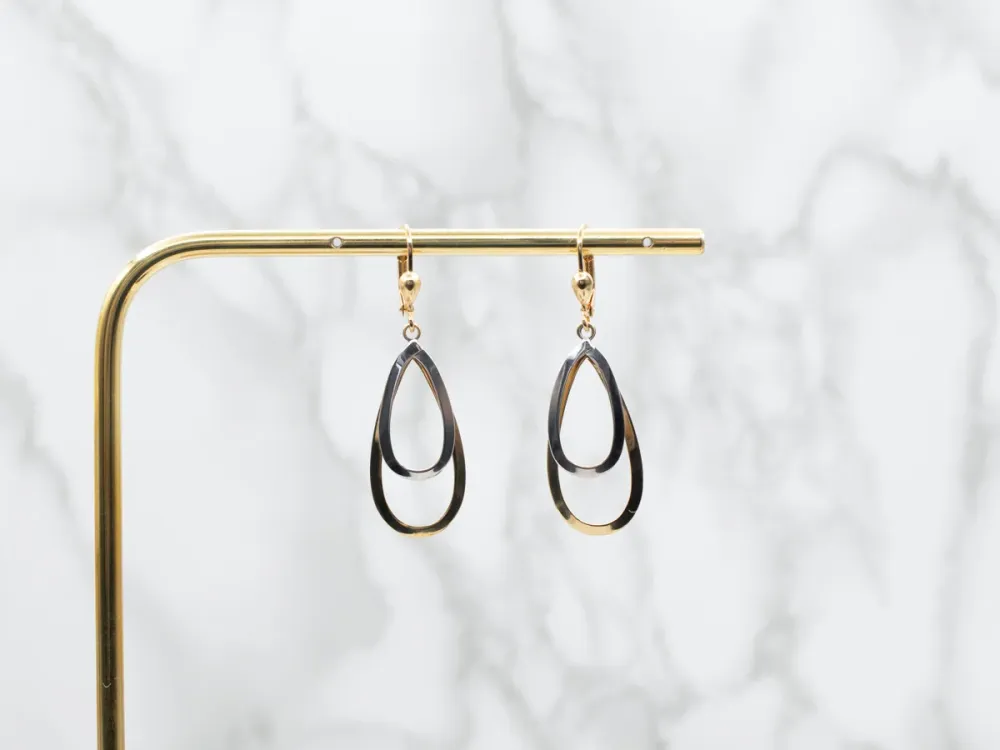 Two Tone Goud Open Teardrop Drop Earrings met stofkap
