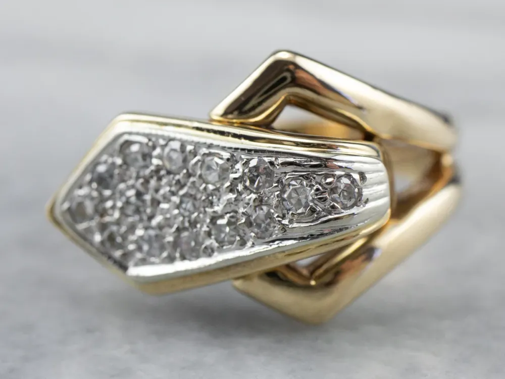 Two Tone Gouden Diamond Buckle Ring Heavy Duty constructie