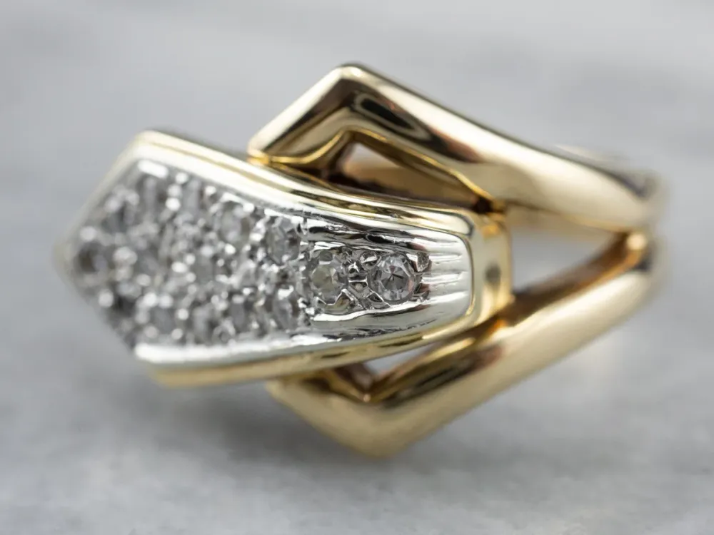 Two Tone Gouden Diamond Buckle Ring Heavy Duty constructie