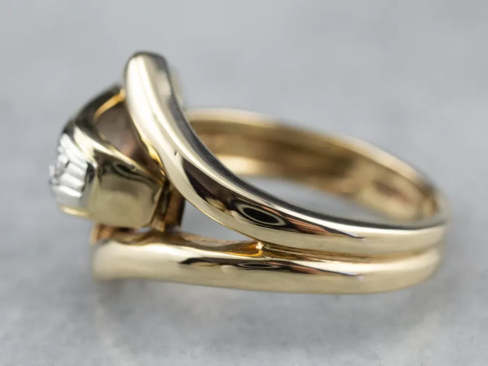 Two Tone Gouden Diamond Buckle Ring Heavy Duty constructie