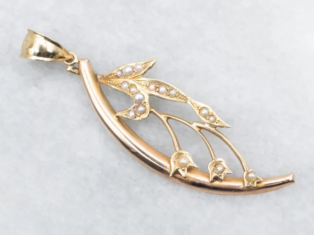 Two Tone Victorian Seed Pearl Flower Pendant zwarte poedercoating