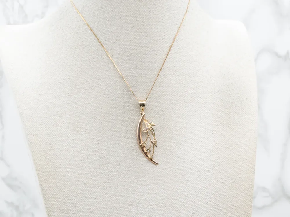 Two Tone Victorian Seed Pearl Flower Pendant zwarte poedercoating