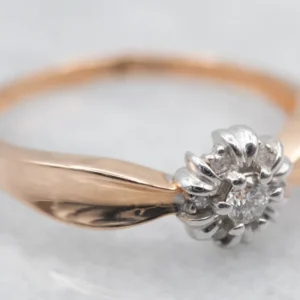 Two-Tone Diamond Halo Engagement Ring