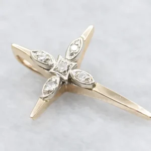 Two-Tone Gold Diamond Cross Pendant