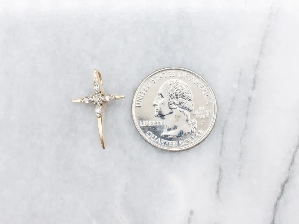Two-Tone Gold Diamond Cross Pendant