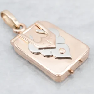 Unique Two Tone Goud "D" Monogram Locket voor terreinvoertuigen