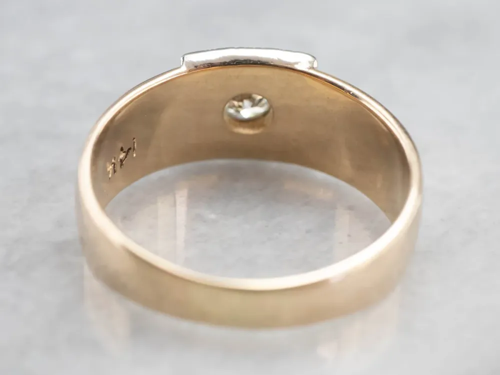 Veerpootlager Two Tone Goud Diamond Solitaire Engagement Ring