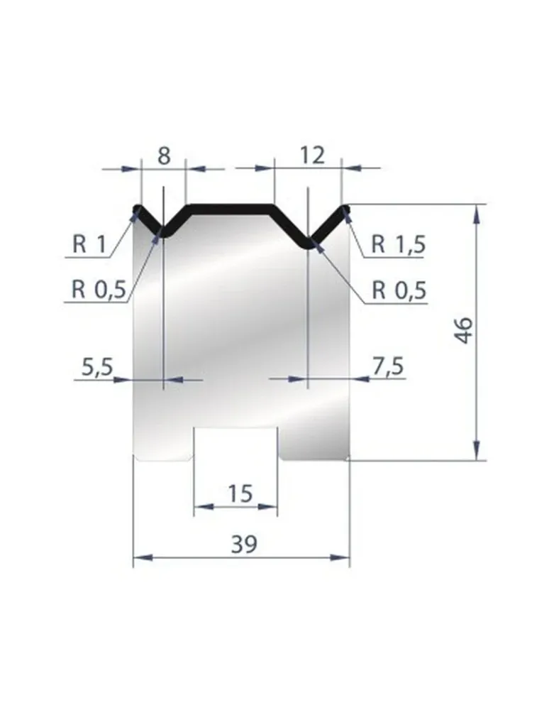 Verende bladveer Part No. 2052 @ 805mm 88 Degree 2V Self Centering Die (Segmented)