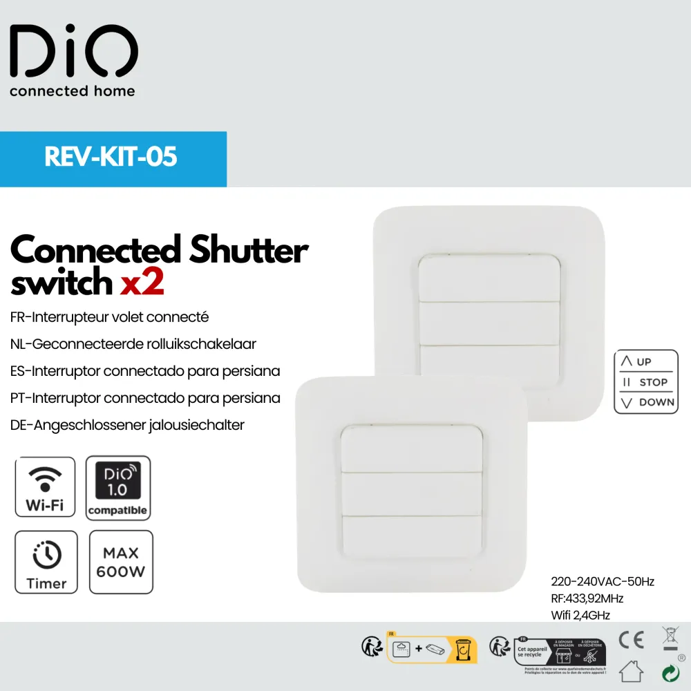 Verende bladveer Set 2 Connected Shutter Switch DiO Connect