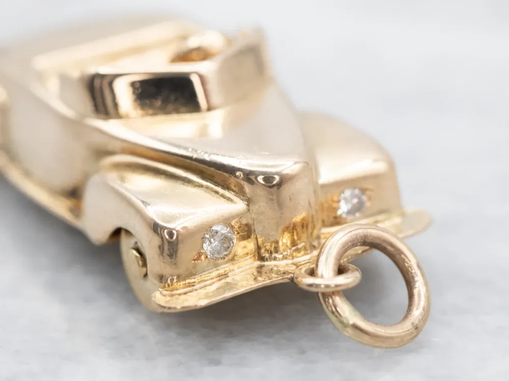Vintage Diamond and Gouden Car Charm