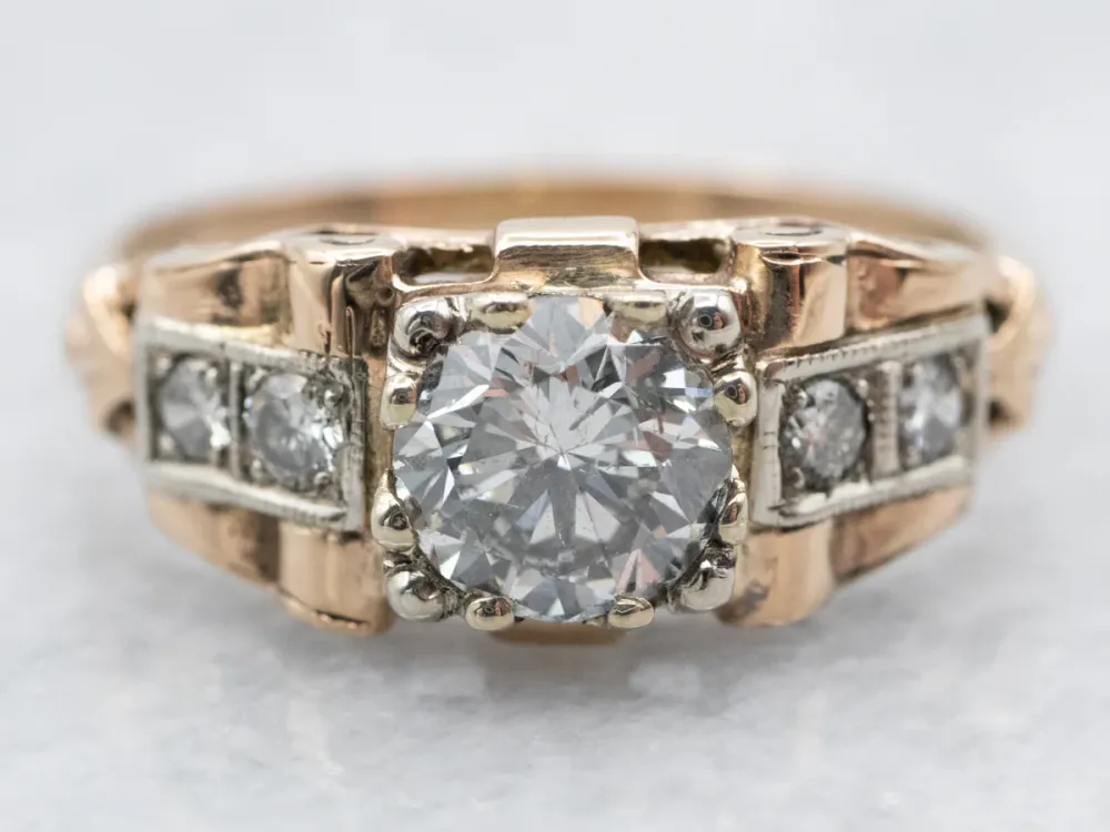 Vintage Two Toned Diamond Engagement Ring