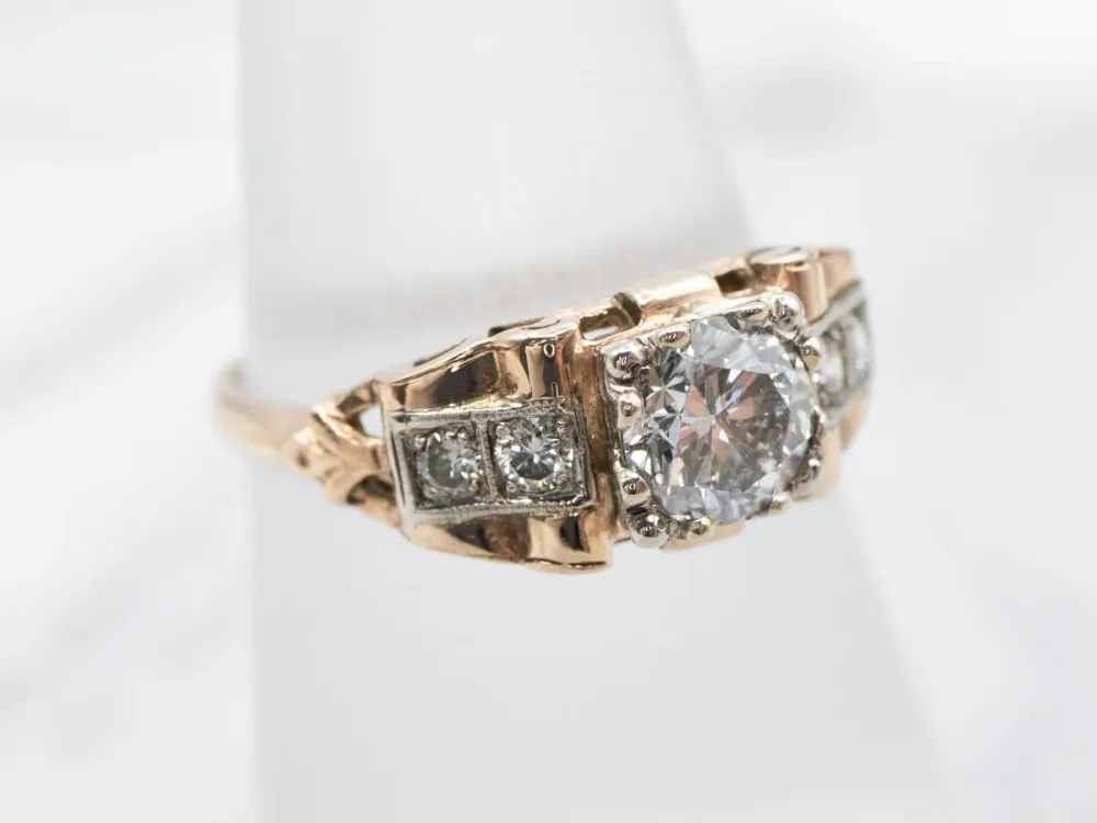 Vintage Two Toned Diamond Engagement Ring