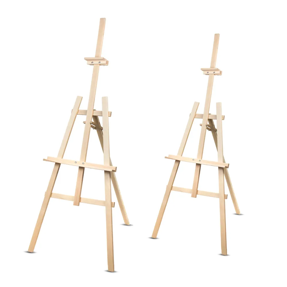 Woodok - Set van twee Schildersezel van beukenhout - 150 cm zwarte poedercoating