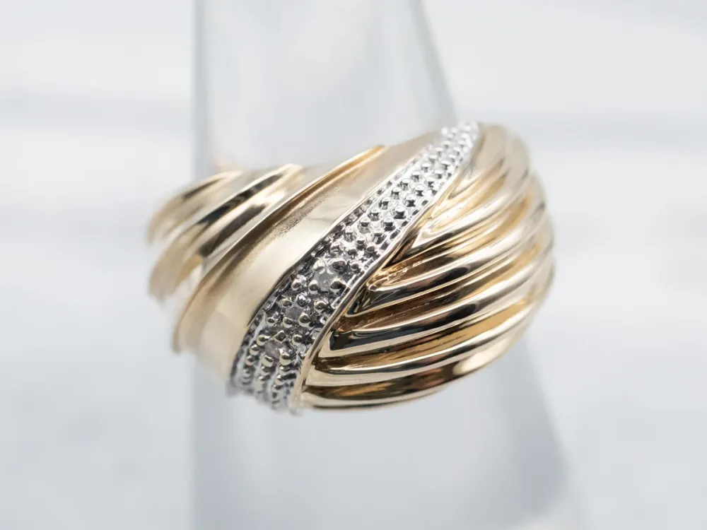 Zware Uitvoering Two Tone Diamond Dome Ring