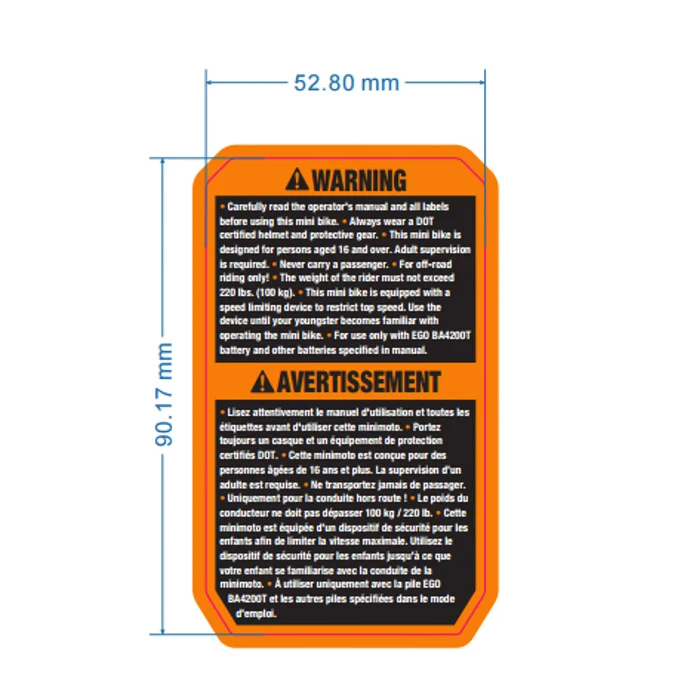 EGO 2246190001 Front Mudguard Sticker (E-markering)