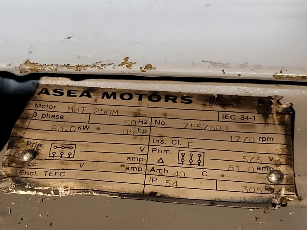 85 hp, 575 volts, 1770 rpm Electric Motor MBT250M