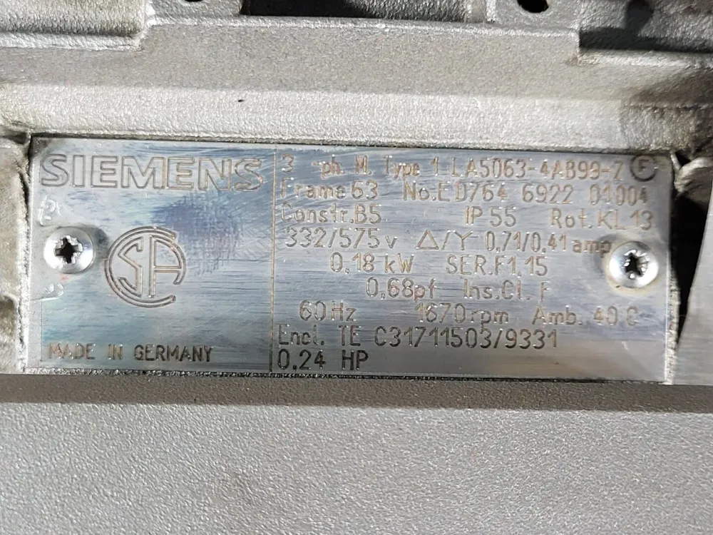 11.27 Ratio, -line Helical Gearmotor SK02-63L/4 w/ 0.24 hp Electric Motor