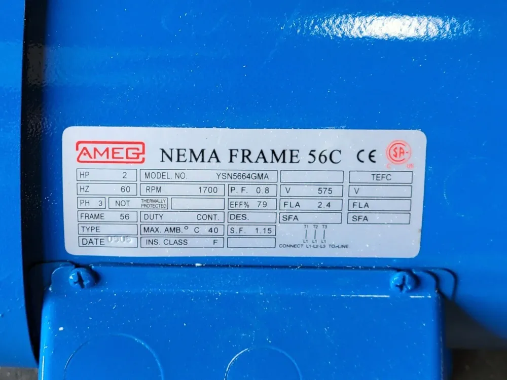 2 hp, 575 volts, 1700 rpm, 56 Electric Motor YSN5664GMA