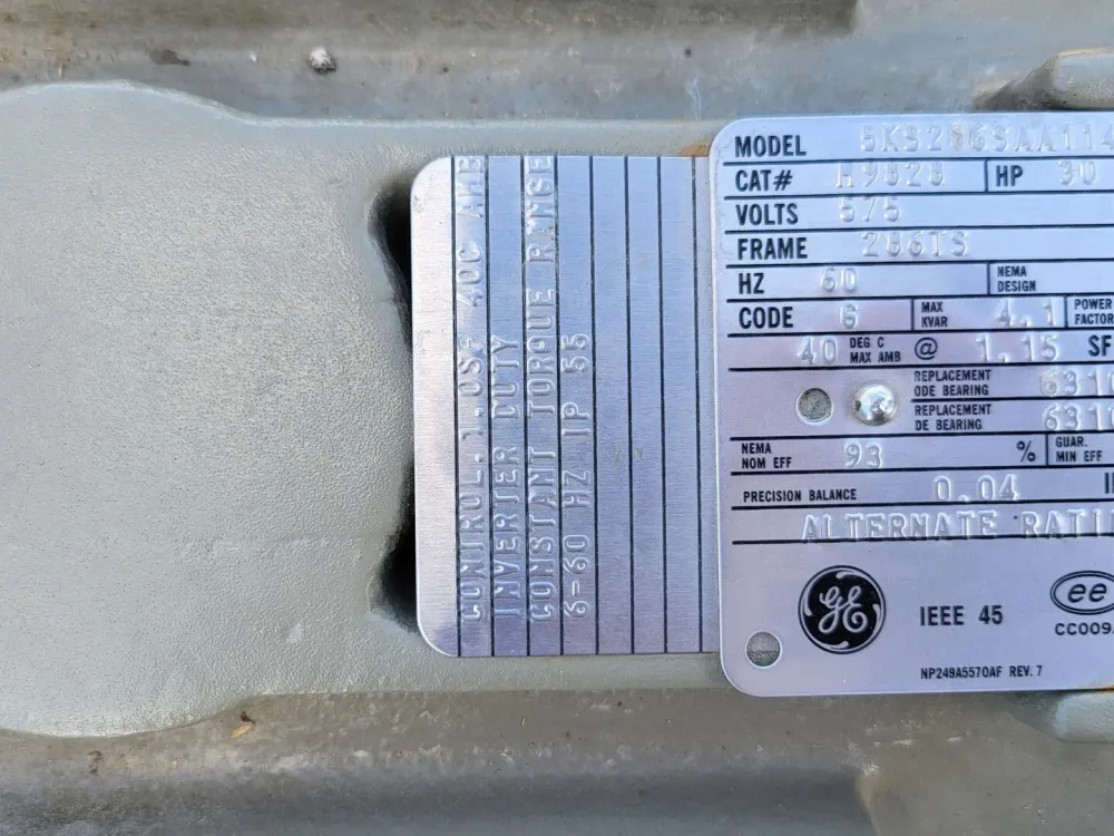 30 hp, 575 volts, 3545 rpm, 286TS Electrical Motor 5KS256SAA114A | Links | Elektrisch