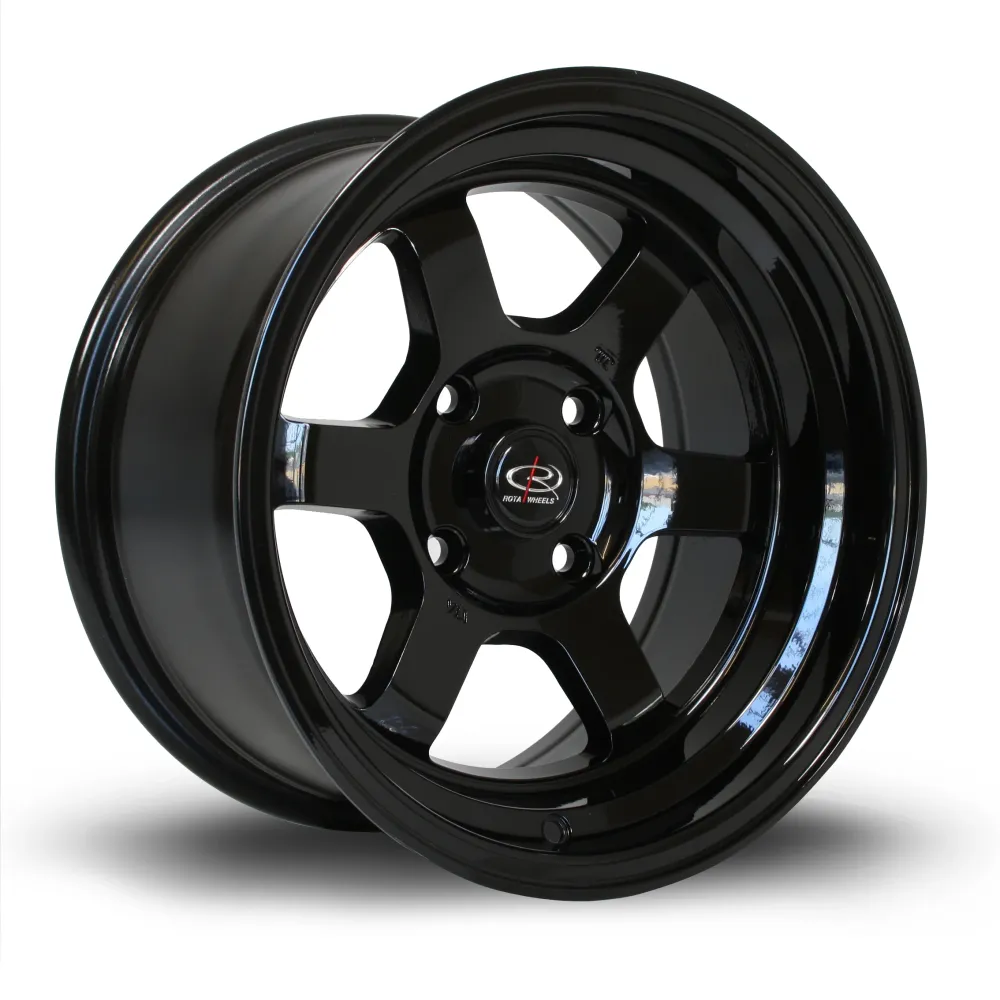 Rota Grid V 15x8" 4x114.3 ET0, Gloss Ravenzwart met geïntegreerde geleiderail