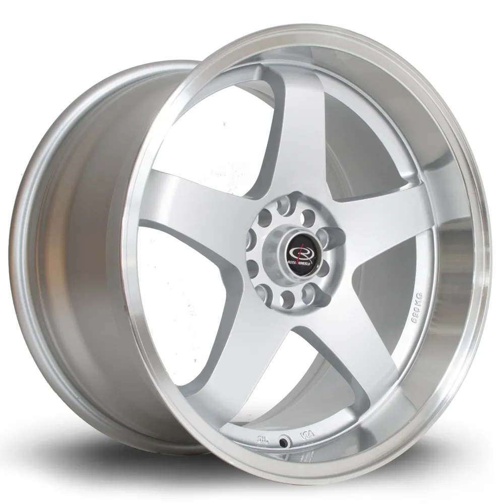 Rota GTR-D 18x10" 5x114.3 ET35, Silver, Glanzend Lip