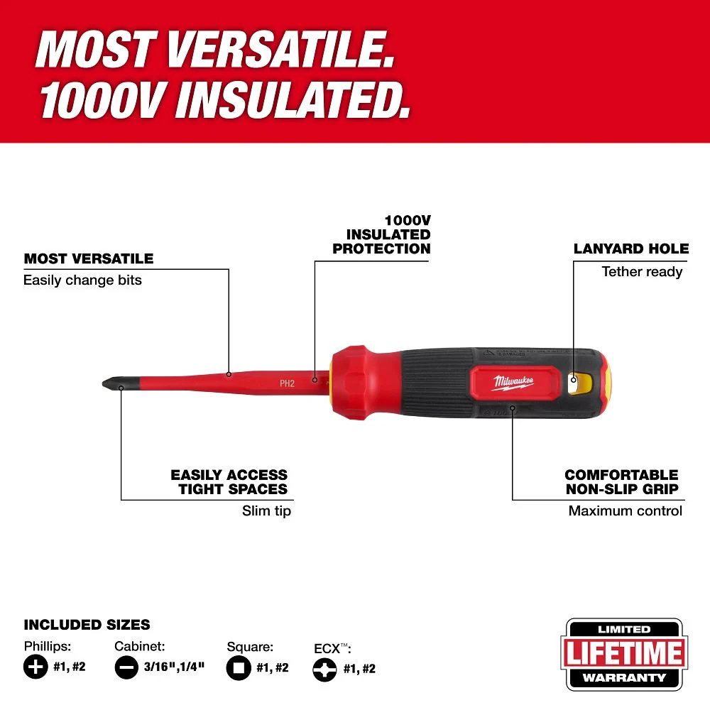 Milwaukee Tools 8IN1 INS MULTI-BIT SCRWDRVR SET 48-22-2218